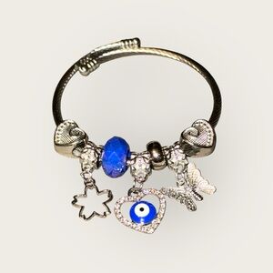 Evil Eye Charm Bracelet with Blue Accents